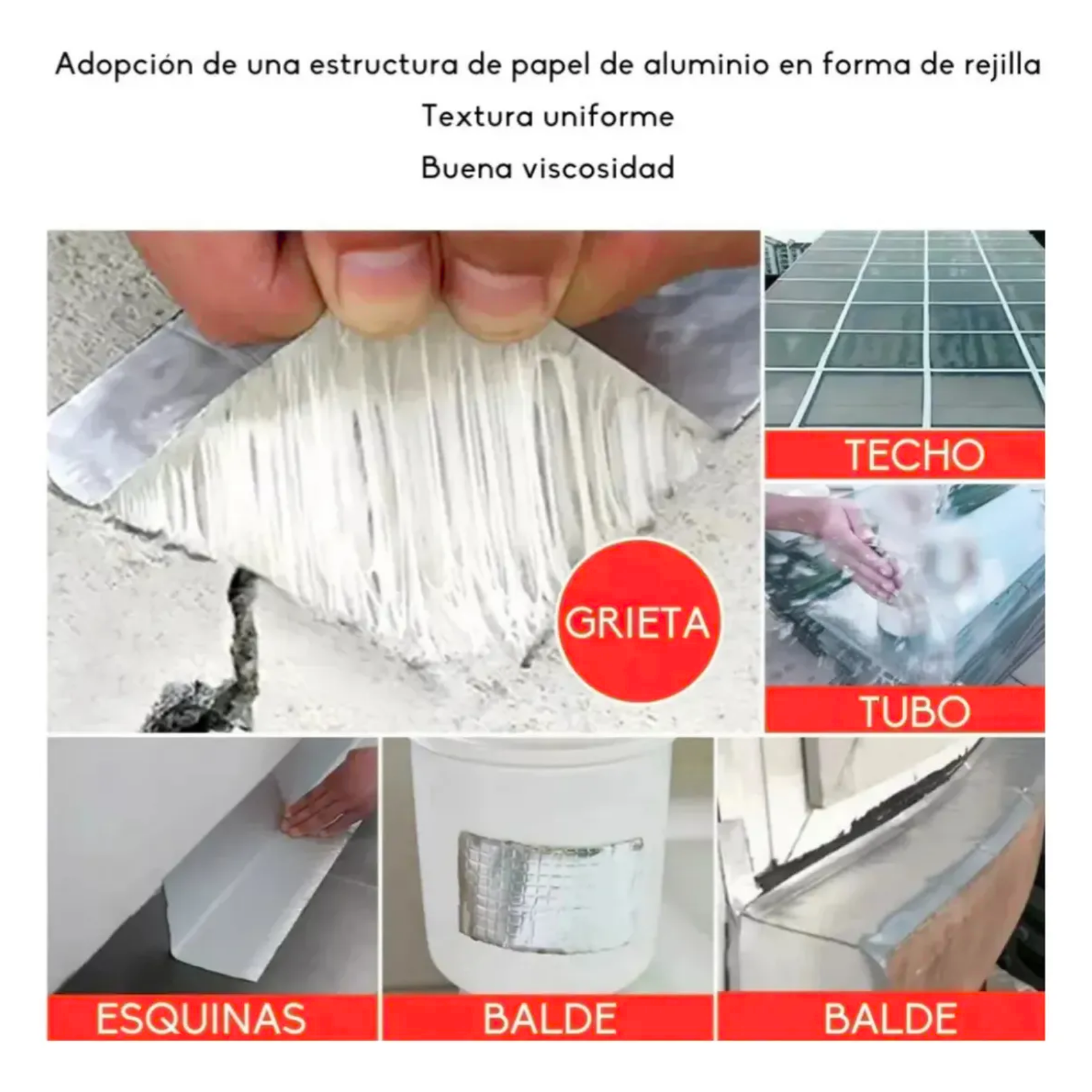 Aplicaciones: techo, tubo, esquinas y canaletas