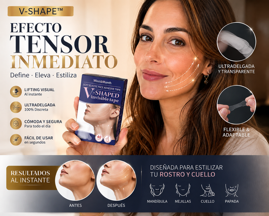 Cintas Faciales Lifting V-Shape™ – Efecto Tensor Invisible para Rostro y Cuello | 40 Parches