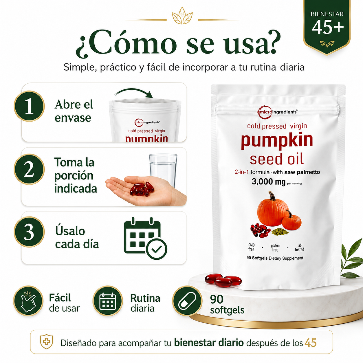 Pumpkin Seed Oil + Saw Palmetto | 90 Capsulas
